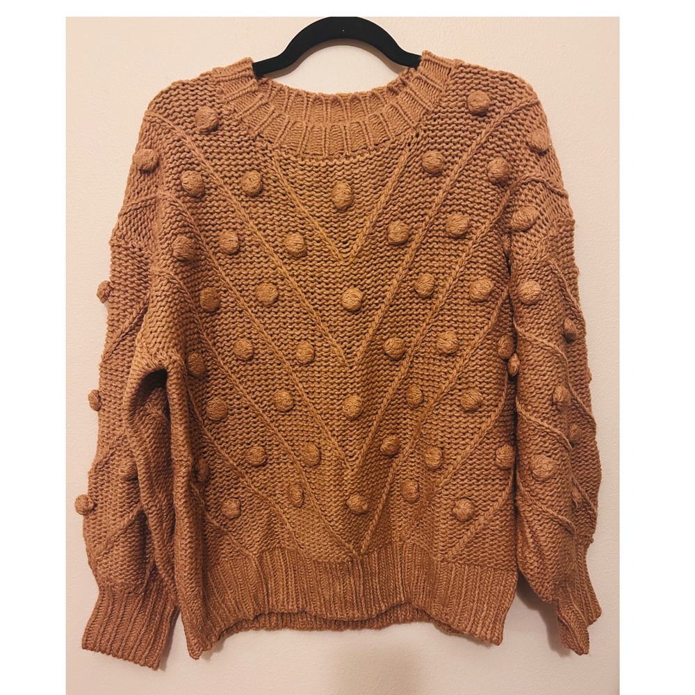 Popcorn Knit Sweater Womens Medium Rust Orange Excellent Chunky Boho